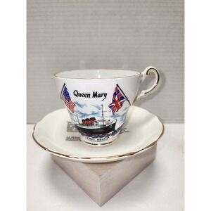 Vintage Regency Bone China RMS‎ Queen Mary tea cup and saucer England